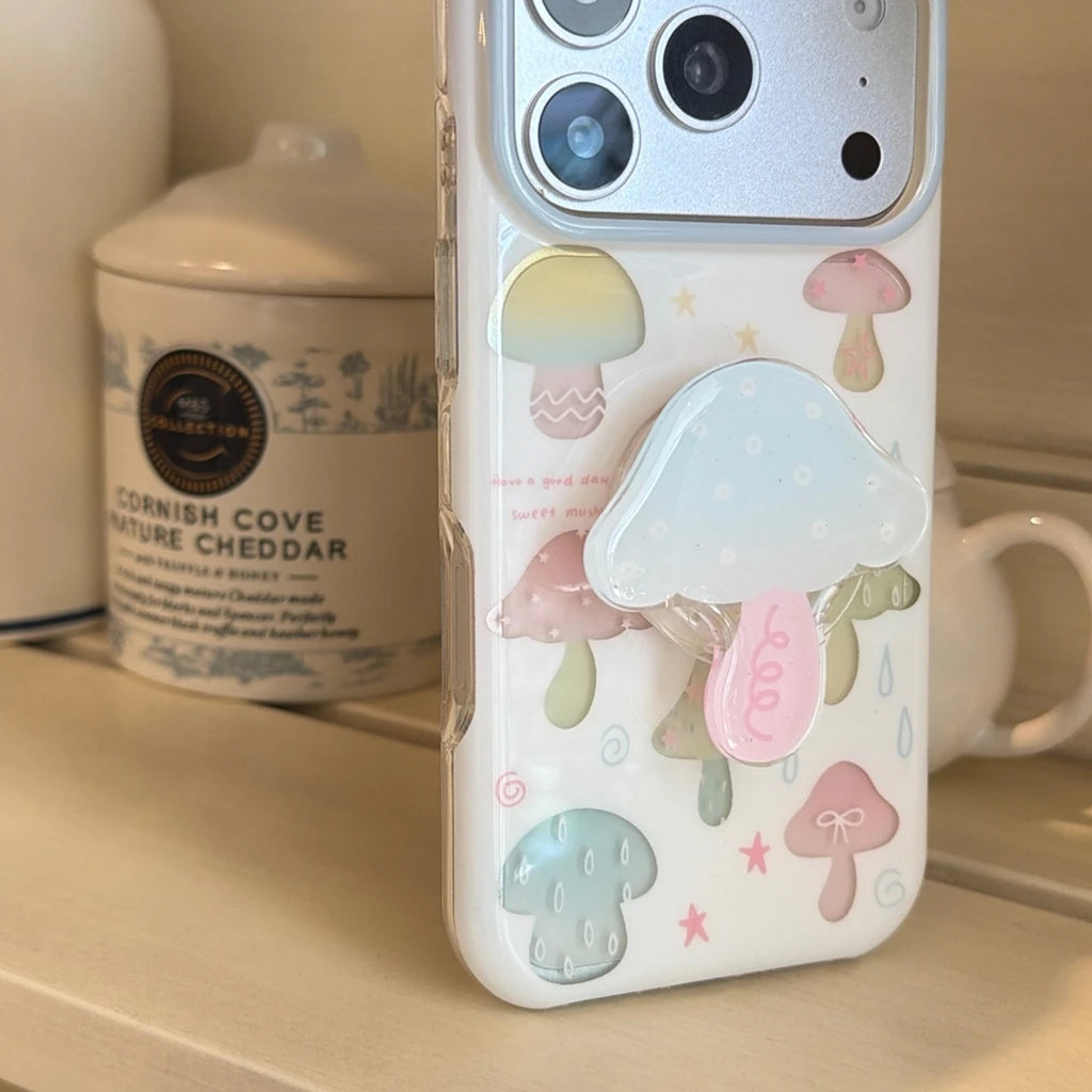キノコ カラフルデザイン iPhoneケース｜クリア #261009