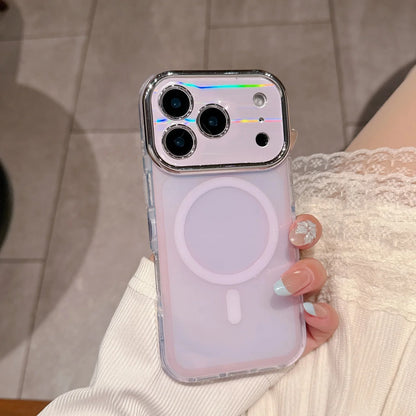 オーロラカラー メッキレンズフレーム Magnet内蔵 クリア iPhoneケース｜きらめき・上品 #260060