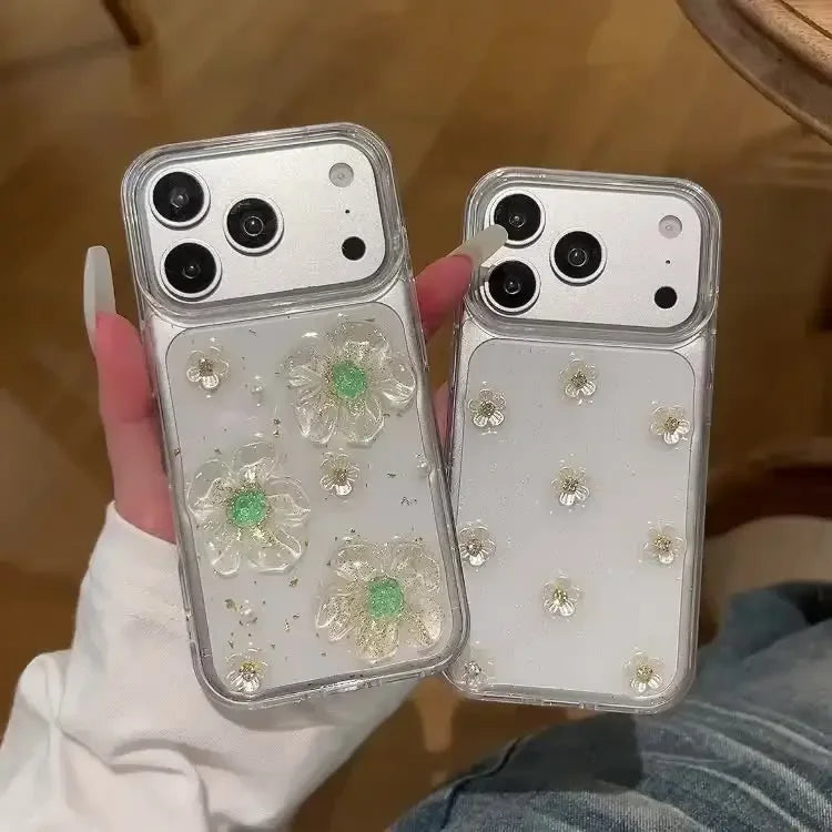 フラワー キラキララメ クリア iPhoneケース｜立体 3D 花モチーフ・透明感デザイン #230801