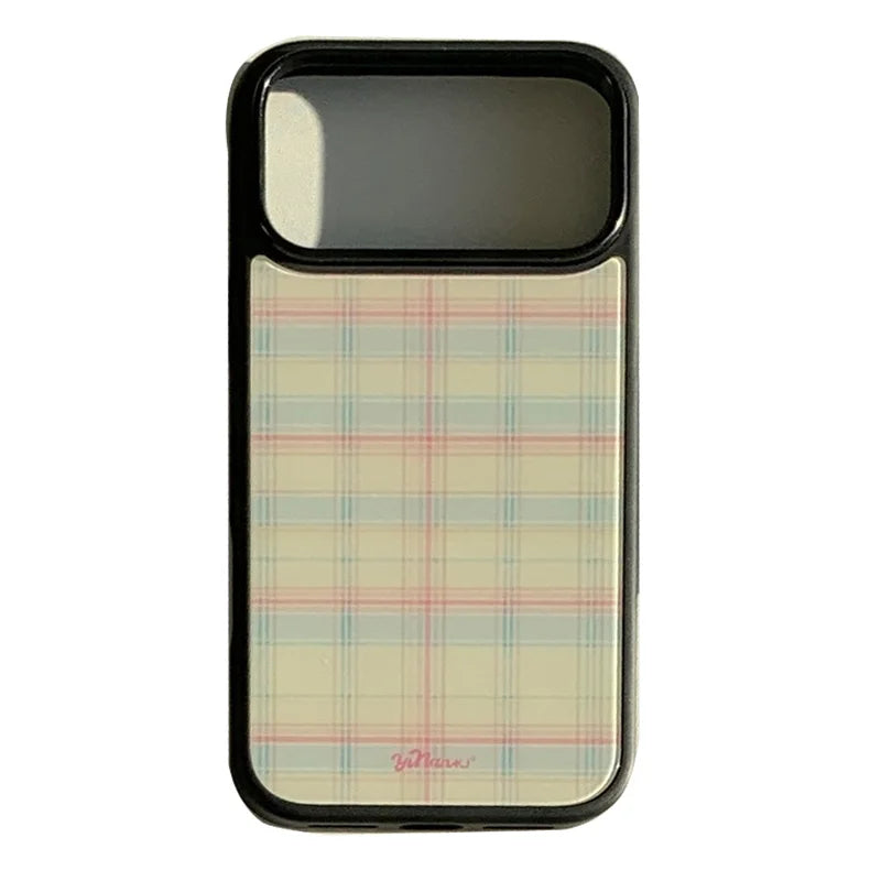 チェック柄 スタンドグリップ付き Magnet内蔵 iPhoneケース｜レトロデザイン #260003