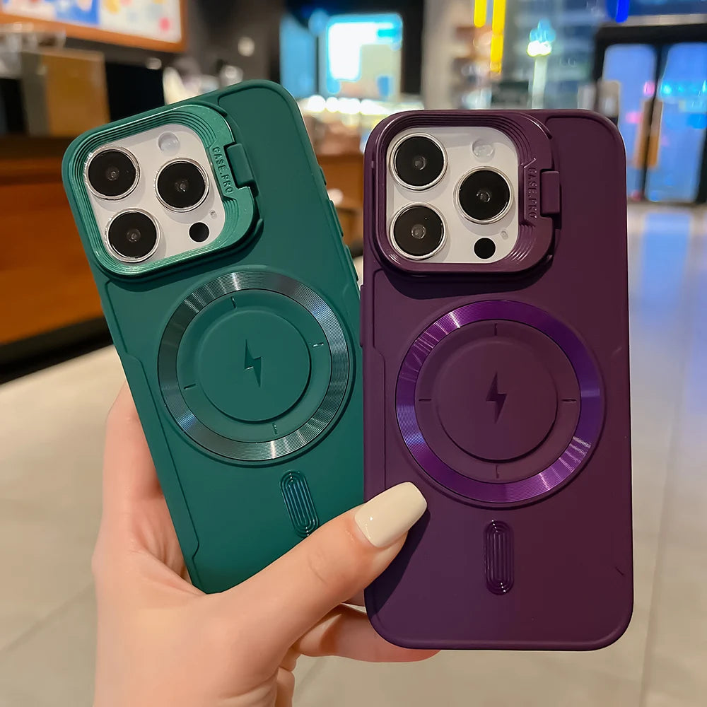 【Magsafe対応】耐衝撃 スタンド付き シリコン スマホケース おしゃれカラー TPU＋PC ハイブリッドリング付きカバー #250404