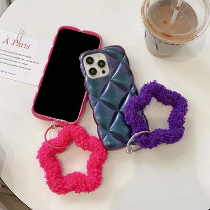 【もこもこスターストラップ】立体ダイヤ風 キラキラ光沢 スマホケース｜iPhone対応 #250926