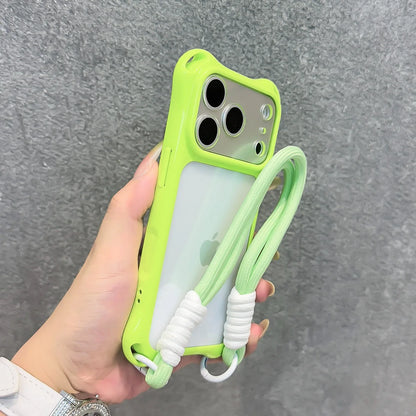 【ウェーブフレーム】クリアストラップ付き iPhoneケース (全8色) トレンド・ビビッド PCA #261211