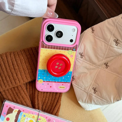 カラフルボーダー ボタンスタンド付き iPhoneケース｜ポップ・レトロ #261256