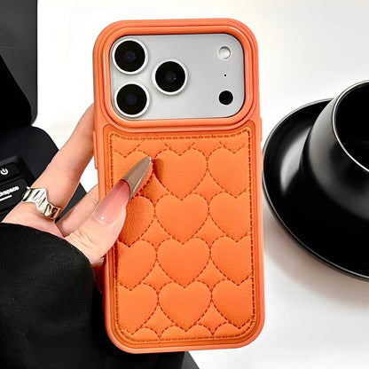 【ハートキルティング 】立体ステッチ レザー調 スマホケース｜iPhone対応 #241022
