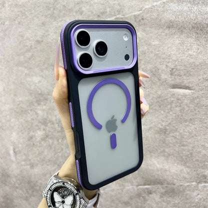 マットクリア Magnet内蔵 iPhoneケース｜バイカラー ネオンフレーム #240115