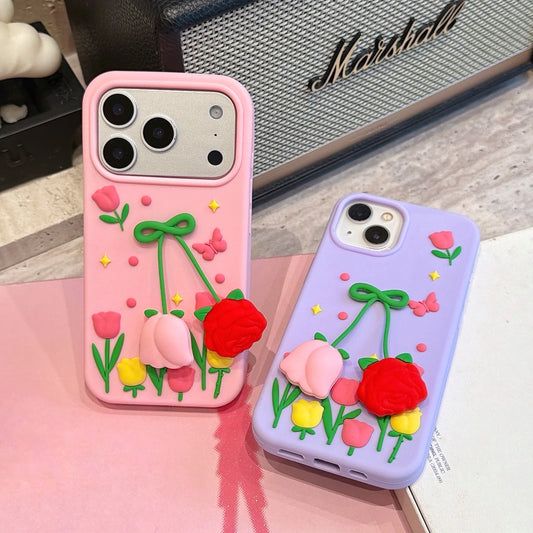 立体フラワー チューリップ 花 韓国 かわいい|iPhoneケース #260507