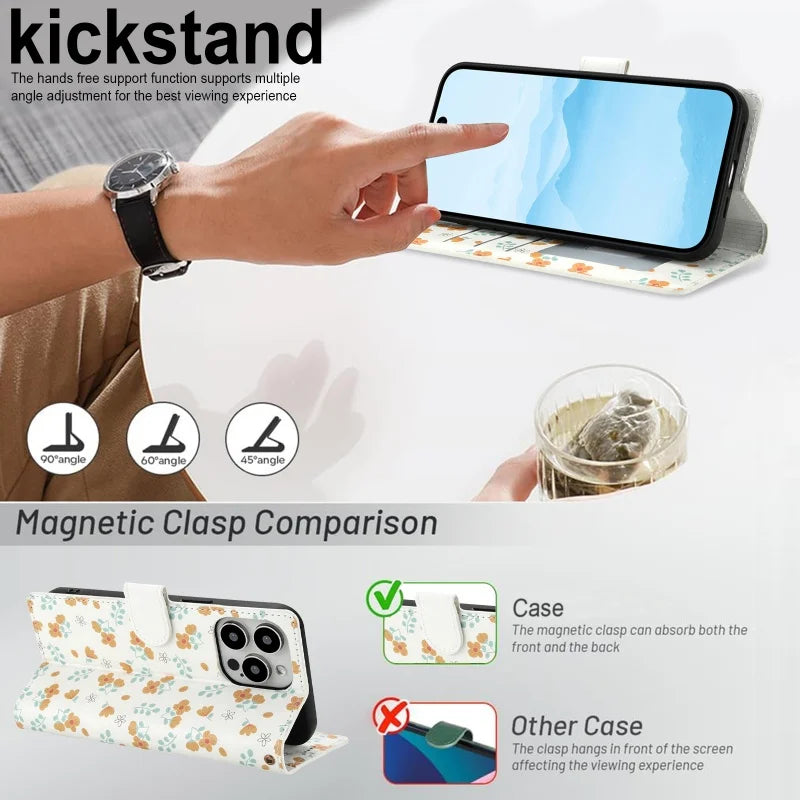 【ブックスタイル】花柄 フラワーキルティング ストラップ付き 手帳型 iPhoneケース｜カード収納 ショルダー対応 #240110