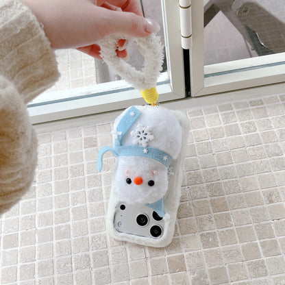 スノーマン 雪だるま iPhoneケース｜立体ぬいぐるみ・ストラップ付き #240307