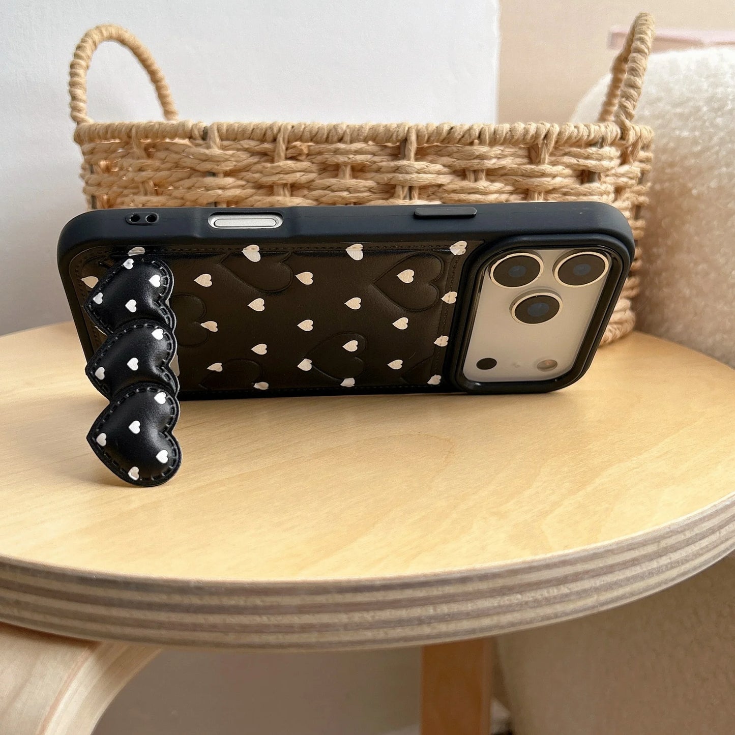 【ハートベルト】キルティング クリップスタンド付き スマホケース｜iPhone対応 #260204