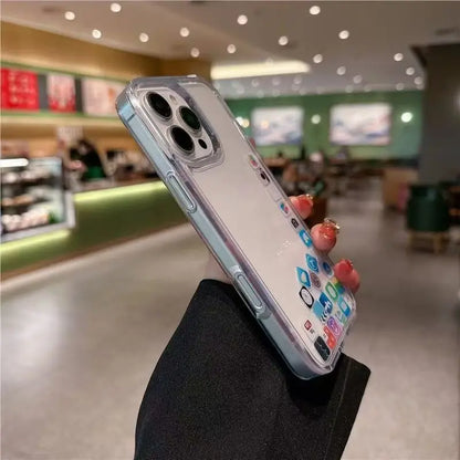 【流れるシリーズ】アプリアイコン クリア 透明キラキラ ラメ ソフト スマホケース カバー｜iPhone対応 #250402
