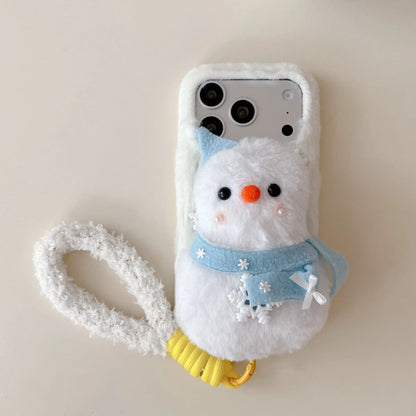 スノーマン 雪だるま iPhoneケース｜立体ぬいぐるみ・ストラップ付き #240307