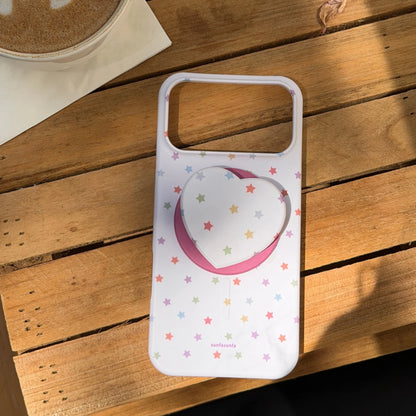カラフルスター ハートグリップ付き Magnet内蔵 iPhoneケース #260614