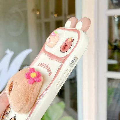 【アニマルぬいぐるみシリーズ】 カピバラ 立体ふわもこケース｜iPhone対応 #240907