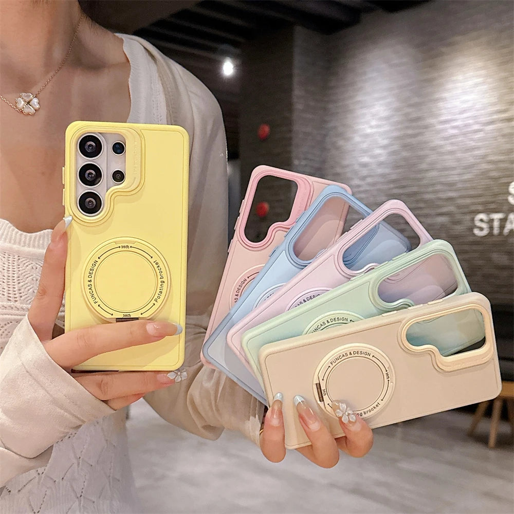 【Galaxy対応】パステルカラー スタンドリング スマホケース (全6色) マイルド・キュート スマホケース PCA #261189
