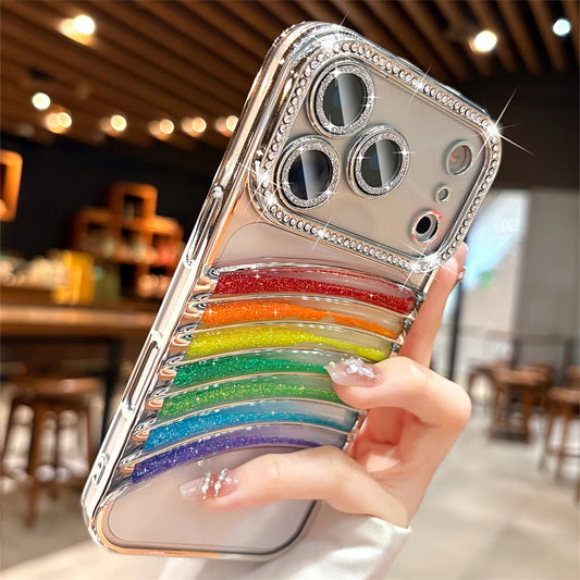 【グリッターレインボー】七色アーチ × クリアキラキラケース｜iPhone対応 #240908