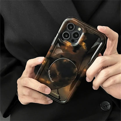 【マーブルグリップ】琥珀 べっ甲柄 シンプルスマホケース｜iPhone対応 #250622