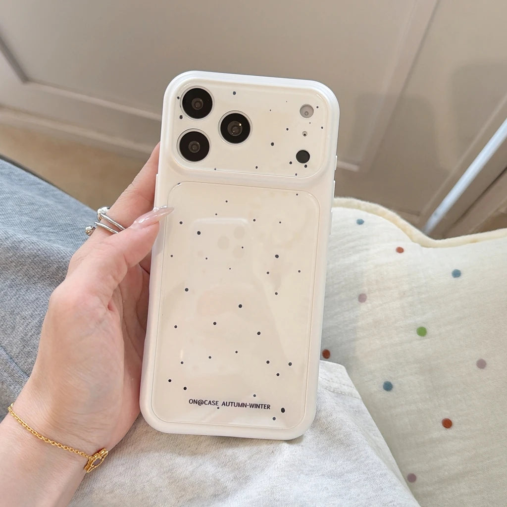 ドット柄 ハートチャームストラップ付き iPhoneケース｜淡色パステル #260049