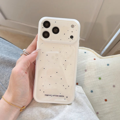 ドット柄 ハートチャームストラップ付き iPhoneケース｜淡色パステル #260049