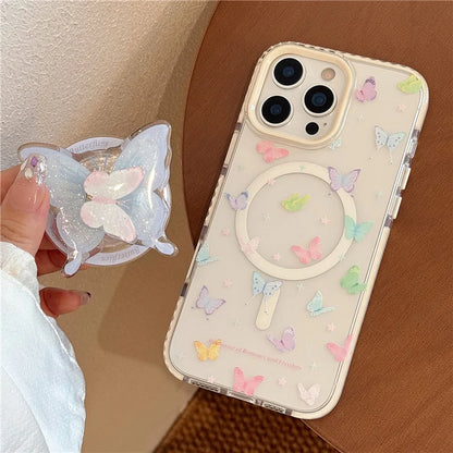 【幻想的バタフライ×3Dグリップ】儚く可憐な蝶デザインスマホケース｜iPhone対応 #250509