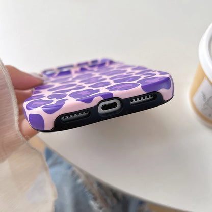 レオパード柄 ウェーブフレーム iPhoneケース｜韓国風 ヒョウ柄デザインケース #260324