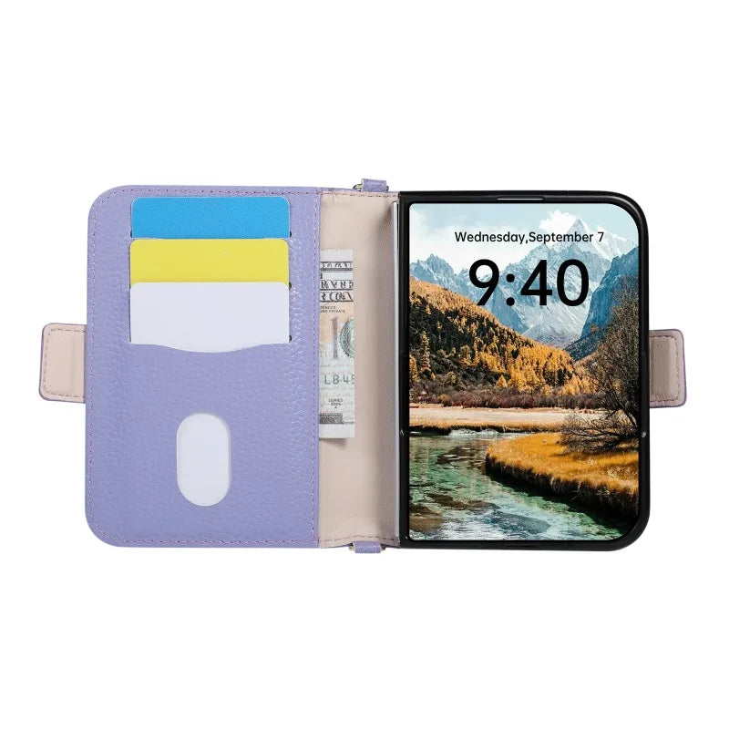 iPhone Duo 上品バイカラー カード＆ファスナー収納付きケース ｜フェミニン・トレンド カード収納 シンプル PCA #261227
