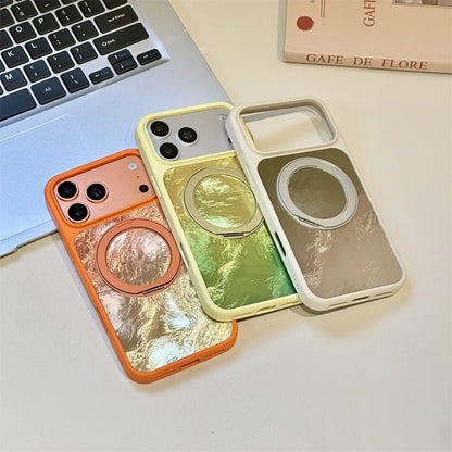 オーロラ 回転リングスタンド付き Magnet内蔵 クリア iPhoneケース｜きらめき・上品 #260062