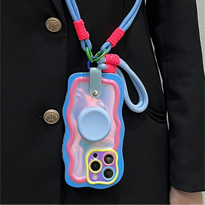 【ウェーブフレーム】ストラップ付き カラフル ポップデザイン スマホケース｜iPhone対応 #250919