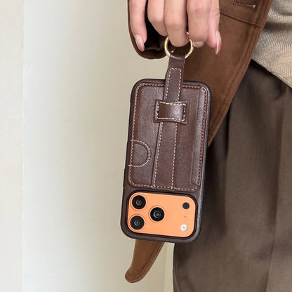 【クラシックハンドトラップ】レザーポケット × キーリング スマホケース｜iPhone対応 #240815