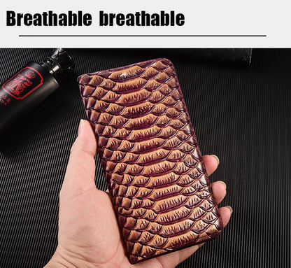 【本革シリーズ】ブックスタイル クロコダイル調 レザー型押し 手帳型 iPhoneケース #240131