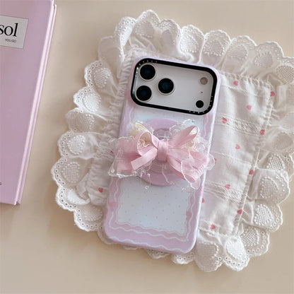 【Magnet内蔵】LACE RIBBON レース×ふわリボン スマホケース｜iPhone対応 #240928