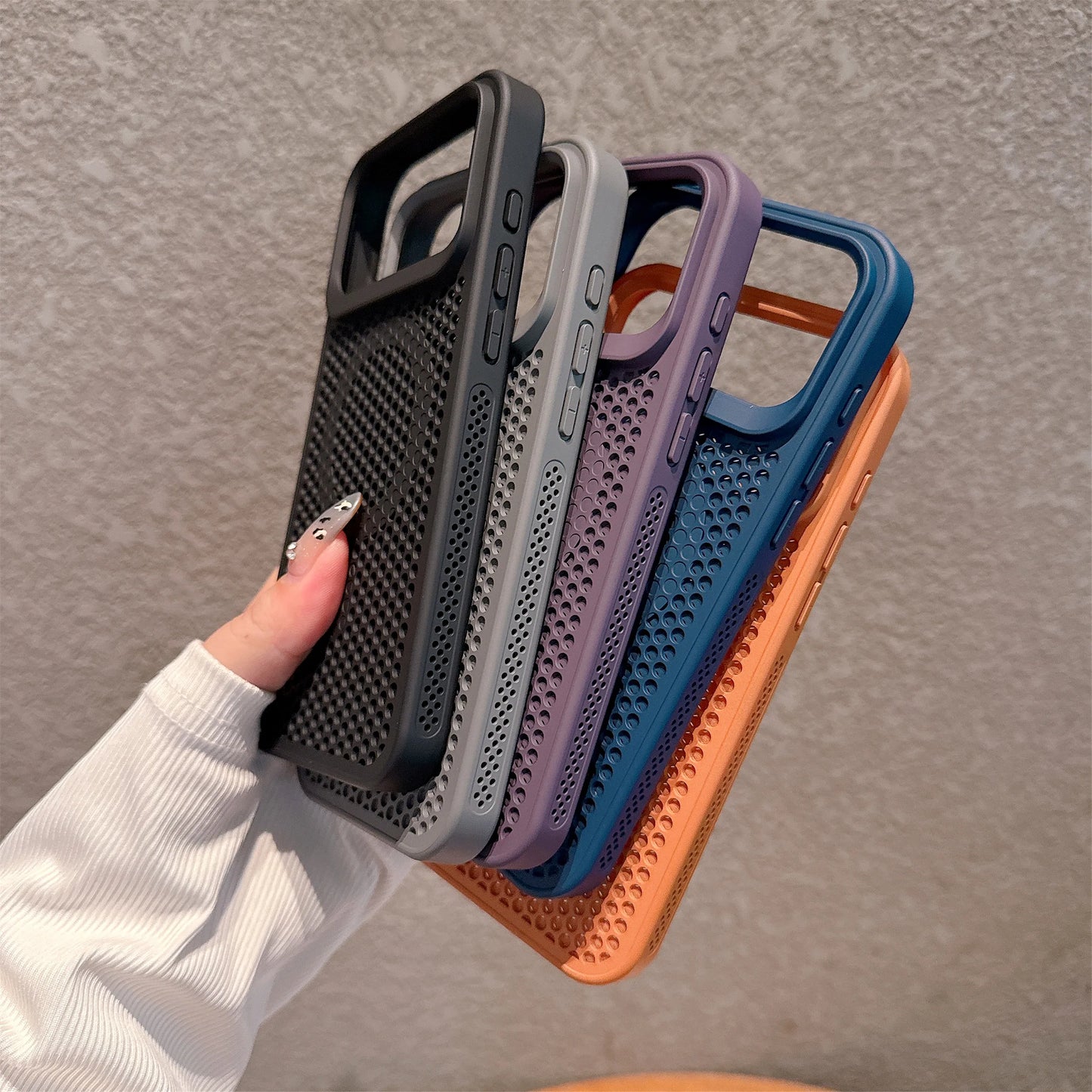 【Magsafe対応】シリコンラバー エアドット 立体グリップ 耐衝撃 スマホケース｜iPhone対応 #250419