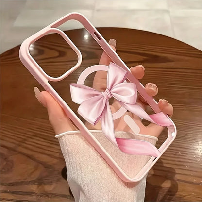 Magnet内蔵 リボンデザイン クリア iPhoneケース #260307
