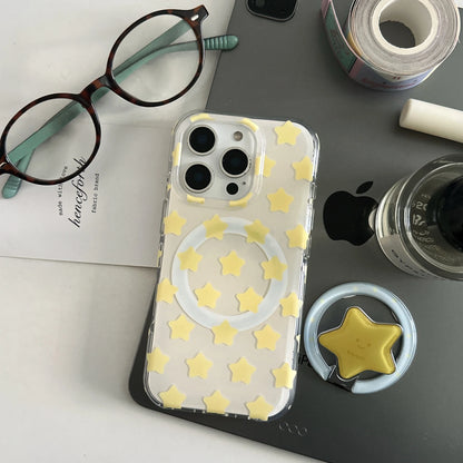 スターリング付き iPhoneケース｜Magnet内蔵・星モチーフ・クリアケース #230807