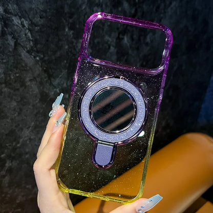 バイカラー クリアグラデーション Magnet内蔵 iPhoneケース｜ミラー リンググリップ #230727