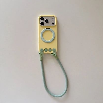 パステルカラー シリコン製 iPhoneケース ストラップ付き 全6色 韓国風・くすみカラー・ナチュラル #261108
