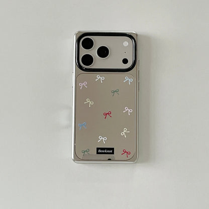 【スクエアフレーム 】iPhoneケース ミラーデザイン マルチカラープリント｜ハート・リボン・ドット・スター #230910