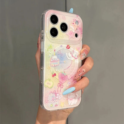 キャットグラデーションマグネット内蔵 iPhoneケース (ケースのみ ・ グリップのみ ・ ケース+グリップ) トレンド・スイート　#261209