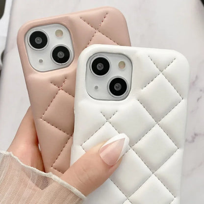 【キルティングレザー調】エレガント ダイヤステッチ スマホケース｜iPhone対応 #250308