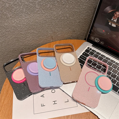 【カラーポップグリップ】キラキラ グリッター ラメ スタンド付き パステルカラー スマホケース｜iPhone対応 #250311