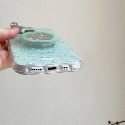 【小花柄×ミラーグリップ】春色ナチュラルデザインのクリアケース｜iPhone対応 #250512