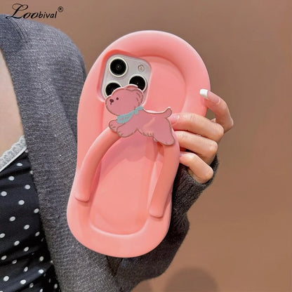 【わんこサンダル風デザイン】ゆるかわ立体 ビーサン スマホケース｜iPhone対応 #250722