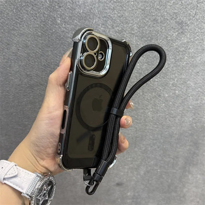 【Magnet内蔵】メタリックフレーム クリアカラー × ストラップ付き スマホケース｜iPhone対応 #250228