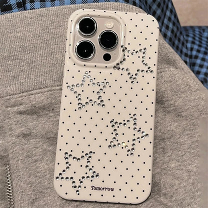 【スタードット】ラインストーンスター × ドットデザイン スマホケース｜iPhone対応 #250703