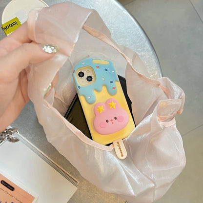 【スイーツシリーズ】アイスキャンディ風 立体くま雲デザイン スマホケース｜iPhone対応 #251007