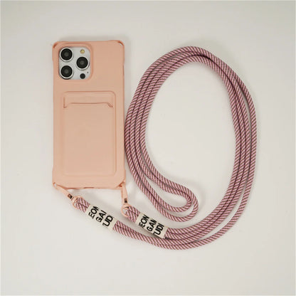 【ネオンストラップカード】カードポケット×ショルダーストラップ スマホケース｜iPhone対応 #240805