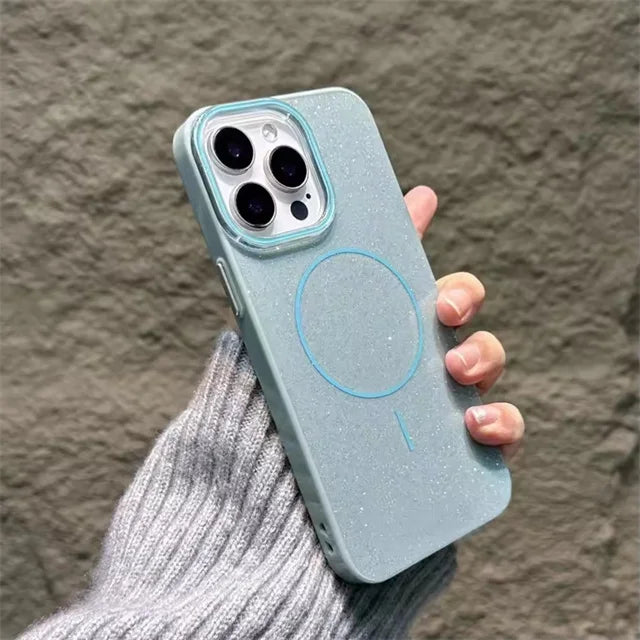 【Magsafe対応】キラキラ ラメ入り グリッター 光沢 シンプル 高級感 スリム 耐衝撃 スマホケース カバー｜iPhone対応 #250409