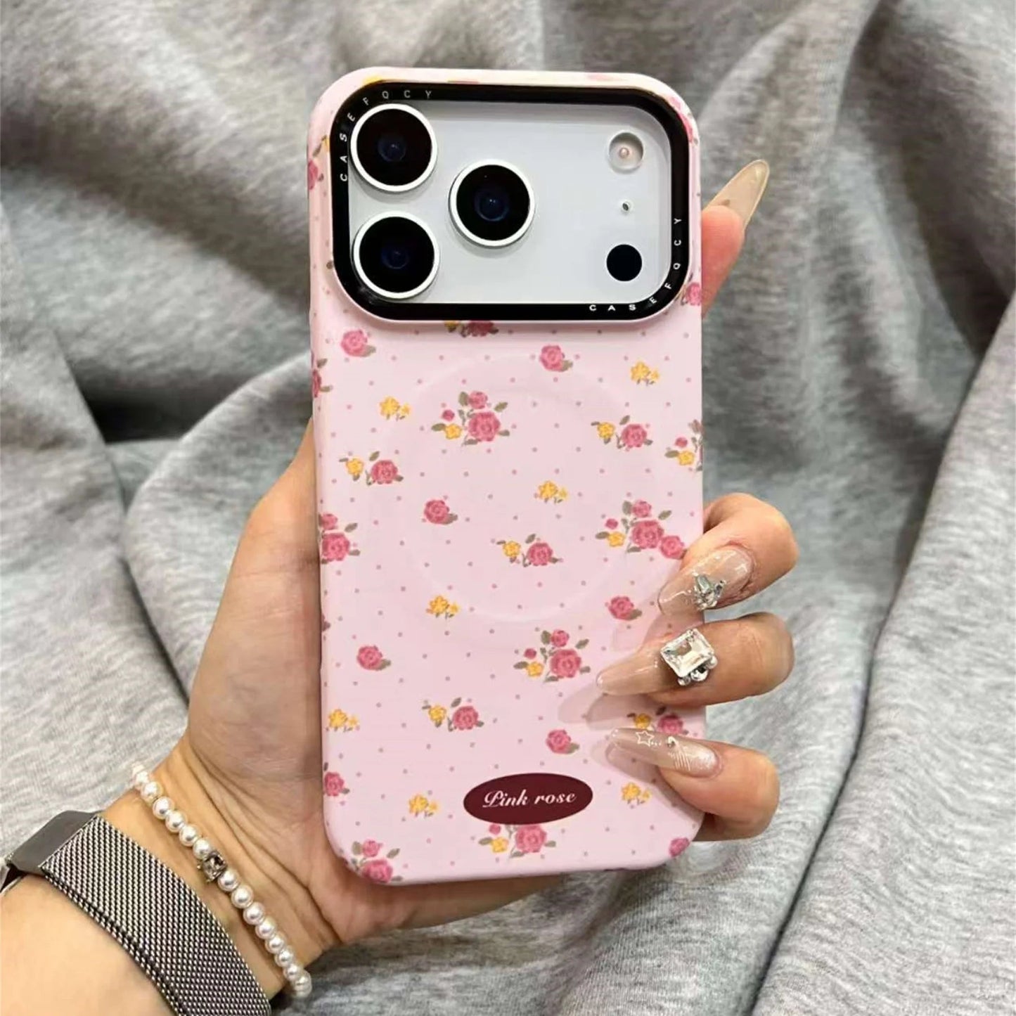 ぷっくり アップルモチーフ Magnet内蔵 iPhoneケース｜立体 りんご グリップ #230716