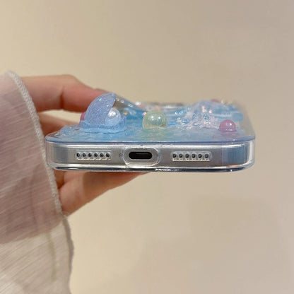 3D 立体クリア貝殻 シェル ヒトデ イルカ デザイン 海モチーフ iPhoneケース #260087