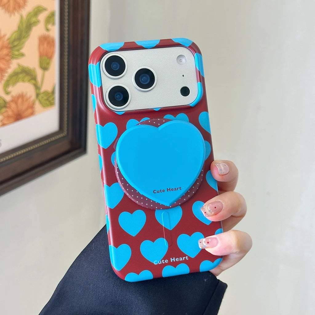 ポップ バイカラーハート グリップ付き iPhoneケース #260531